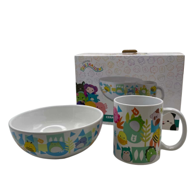Squishmallows Ceramic Breakfast Set Bowl and Mug.  CAB