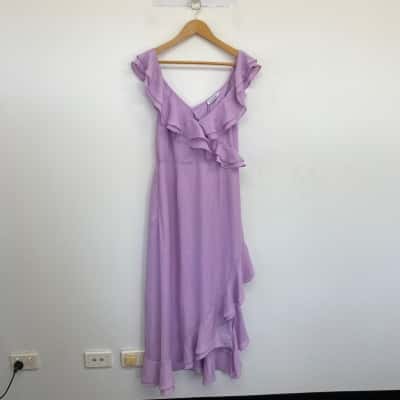 Atmos&Here Lilac Alma Ruffle Midi Dress  Size 12 