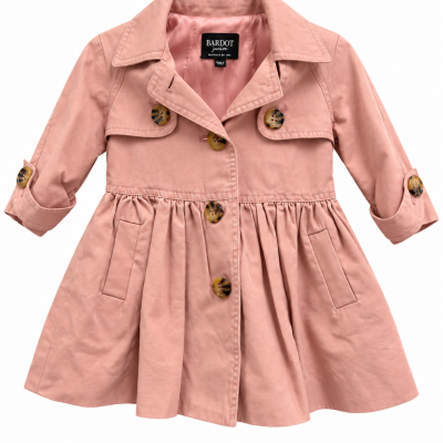 Bardot Junior Dusty Pink Trench-Style Coat – 6–12 Months