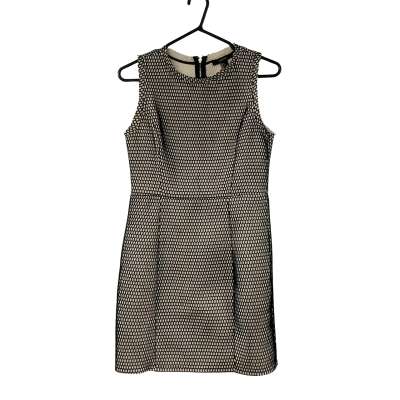 Forever 21 Black & Cream Textured Mesh Fit & Flare Dress Size L