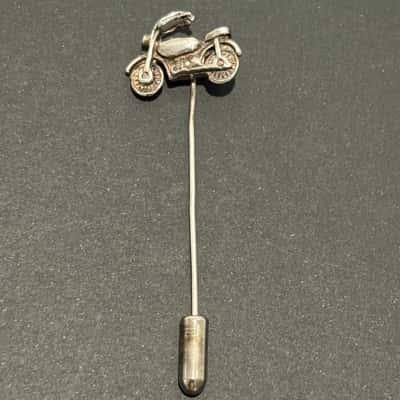 Vintage Sterling Silver Motorcycle Lapel Pin