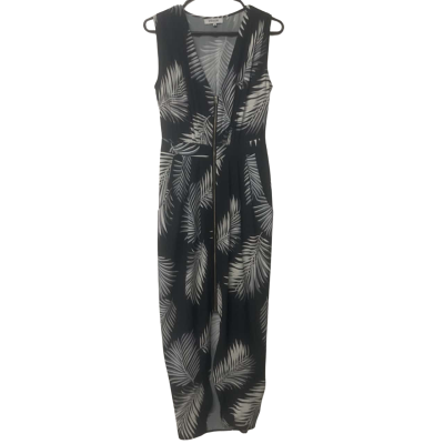  Womens Striking Size 10 Sleeveless Zip-Up Dress  Black  / Grey / Pattern