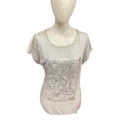 Monari -  Womens  Size 12 Short Sleeve Shirt Grey With Pattern