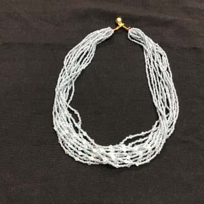  Womens Silver Toned Multi Strand Beaded Necklace 