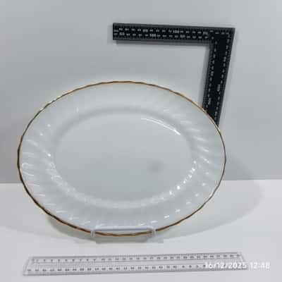 Anchor Hocking Milk Glass Platter Oval Oven Proof 