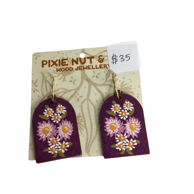 Pixie Nut & Co Wooden Earrings made in Australia RRP $35 BNWT