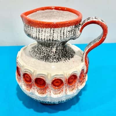 Vintage Orange/white ‘Lava Style’ Pitcher- just gorgeous 