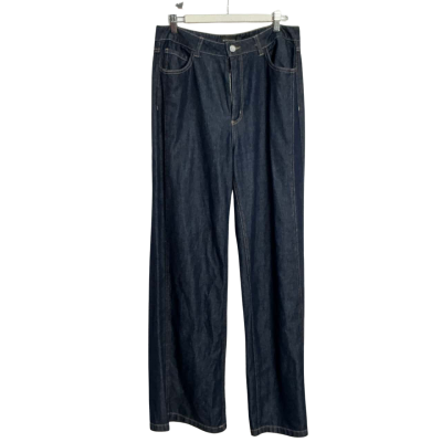 Witchery Womens  Size 12 Dark Denim Wide leg jeans Navy Blue 