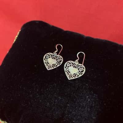  Women's 925 Silver Heart shaped earrings 