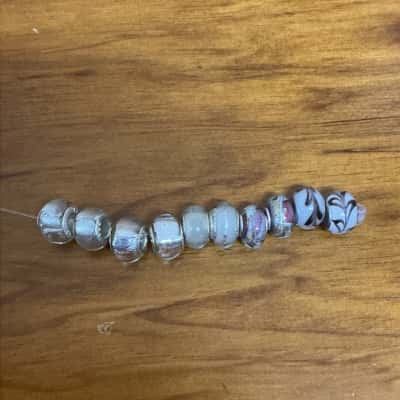  Womens Beaded Bracelet Charms 20pc White stamped 925