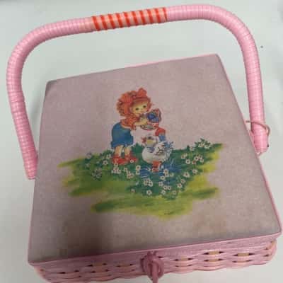 Vintage Pink Sewing Basket
