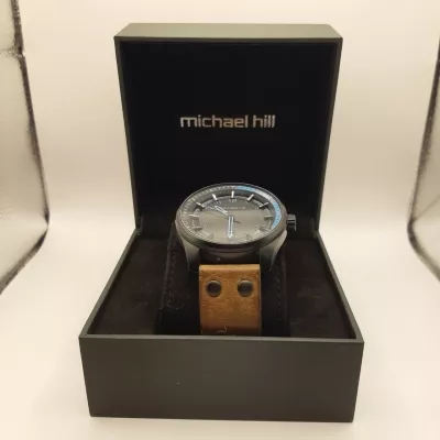 Michael Hill  Mens black watch with leater band