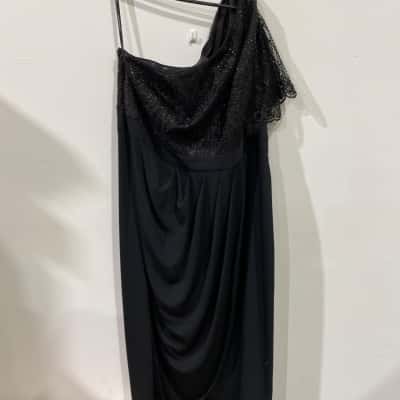 Forever New Ruby One Shoulder Sequin Curve Dress Womens  Size 20 Black  RRP$219.99