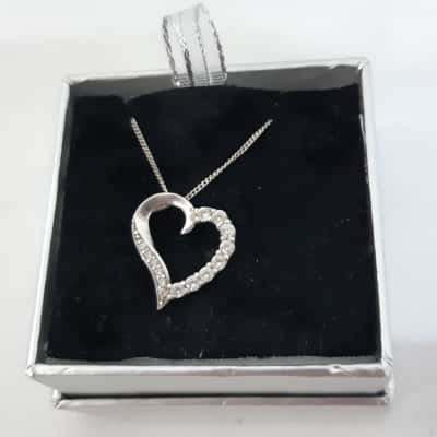 Silver 925 Heart Pendant On 925 Chain