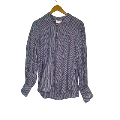 Witchery Womens  Size 12 Long Sleeve Shirt Blue / Pinstriped / White 