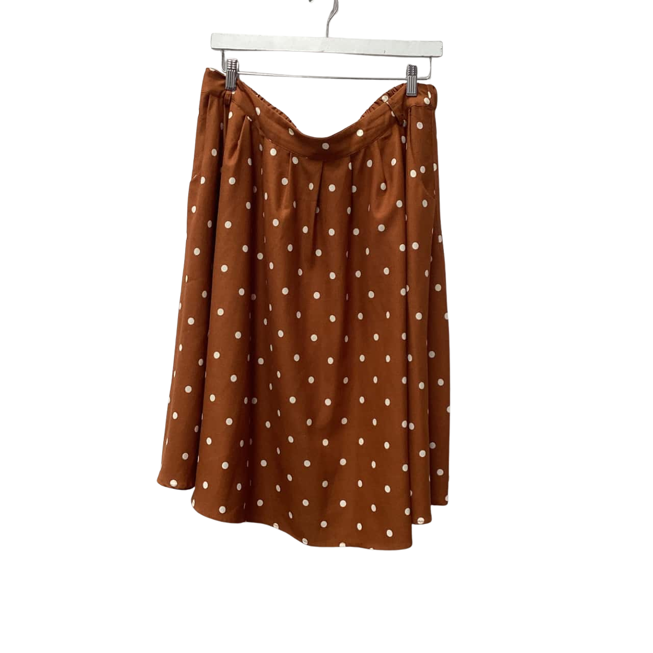Modcpoth ModCloth Womens A-Line Skirt / Midi Skirt Burnt Orange / Polka Dot with ...