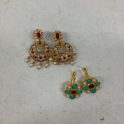 Women’s Set Of 2 Gold Toned (Coloured) Earrings 