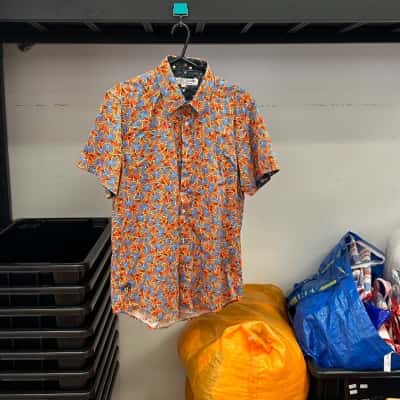 Size M John Lennon by English Laundry Mens Orange/Blue/Yellow patterned short sleeve button up