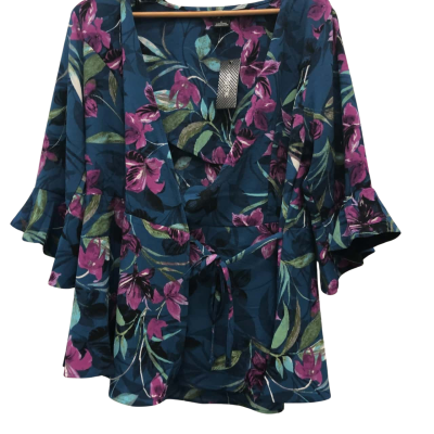 City Chic Womens  Size S 3/4 Sleeve Top Teal BNWT