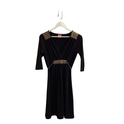 Leona Edmiston Womens  Size XS Short Sleeve Mini Dress Black Gold