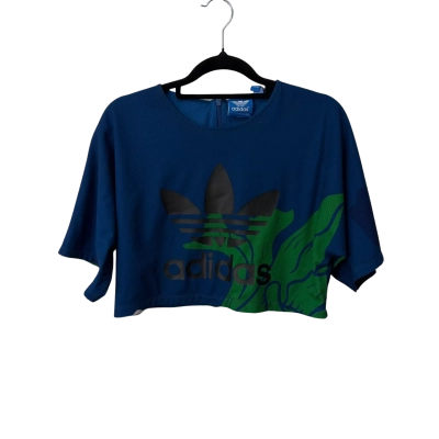 Adidas 3 stripes  Size 12 Cropped Top Blue 
