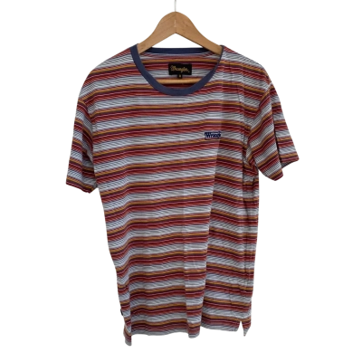 Wrangler Mens  Size M Short Sleeve Shirt Blue / Mustard / Red / Striped / White 