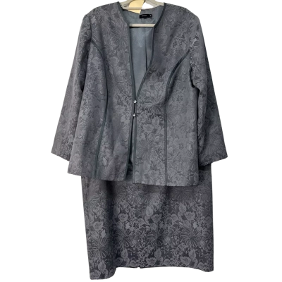 Eve Hunter Womens Floral Pattern Blazer Size 22 Grey 