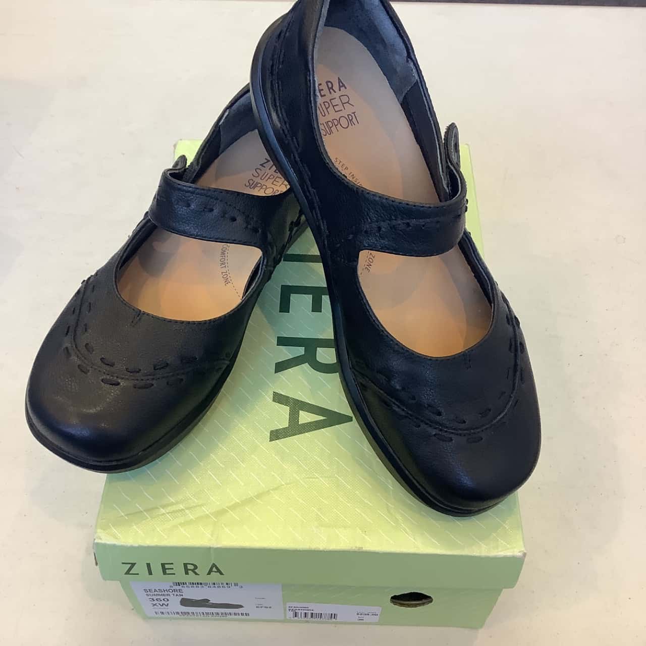 Brand New Ziera Womens Size 36 XW Seashore Summer Tan Black Leather Shoes (s)