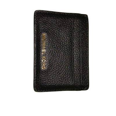 Michael Kors Black Leather Wallet Gold Hardware Card Slot Pebbled