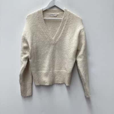 Nude Lucy Womens  Size XXS V-Neck Jumper Cream 