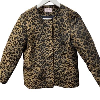 KIYUGINA Italian Design - Vintage Cropped Top/Jacket - Black  / Gold -Size 42 - 100% Silk outer