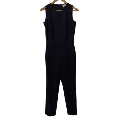 Brooks Brothers Womens  Size 2 Short Sleeve Jumpsuit Navy Blue / Pinstriped 