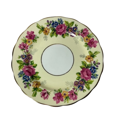 Vintage Melba Yellow / Multicoloured Floral Bone China Side Plate