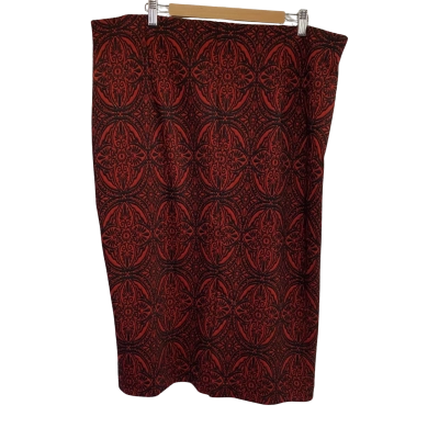 Marks & Spencer Womens  Size 22 Midi Skirt Black  / Pattern / Red 