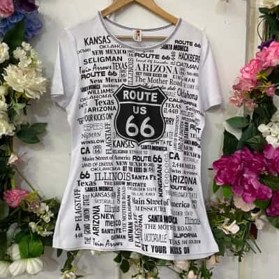  Womens  Size L Route 66 Tank Top Black  / White 