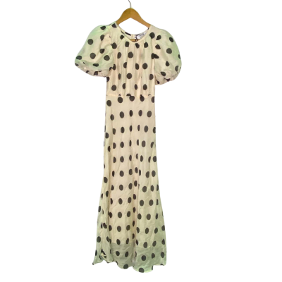 Stories be told Womens  Size 6 Maxi Dress Black  / Cream / Polka Dot 