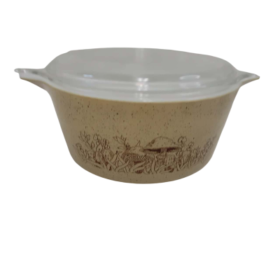 Vintage Pyrex Forest Fancies Casserole Dish 1.5Qt Mushroom Pattern