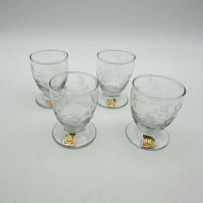 Vintage CVC Crystal Sherry Glasses Set Of 4 Made In Belgium