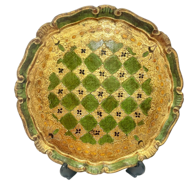 Vintage Gold Gilt Florentina Italy All Wood Hand Decorated Gold/Design Plate 