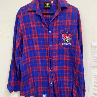 NRL Mens  Size L Flannel Shirt Blue / Red / Striped 