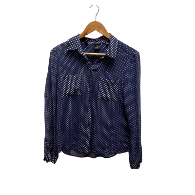David Lawrence Womens  Size 10 Navy Polka Dot Shirt