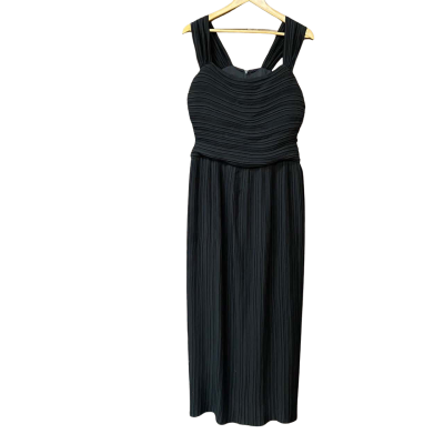 Vintage Jane Lamerton Womens Size 14 Black Pleated Formal Dress   