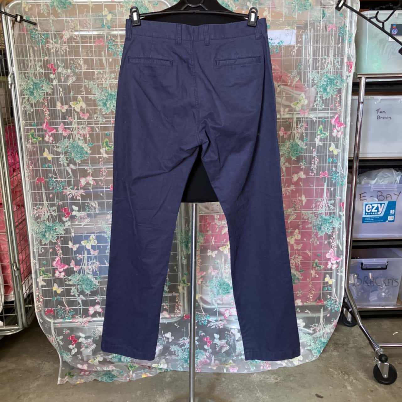 David Jones Mens Size 32 Chinos Navy Blue