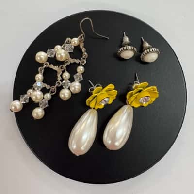 Faux Pear Themed Earring Trio