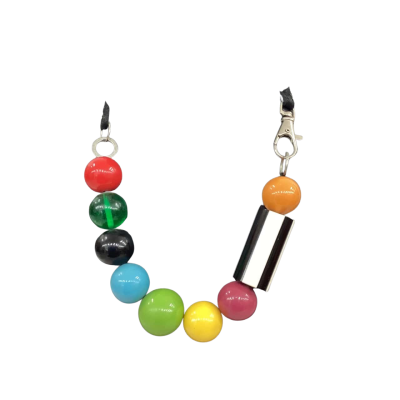  Womens Vintage Chunky Beaded Necklace Multicoloured with Leather 