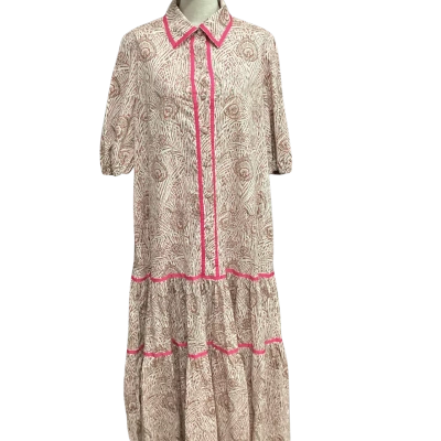  Collin Bellert  Size M Maxi Dress Pink  with Pink Binding Detail