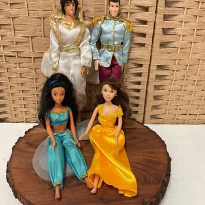 Vintage Mattel Disney Belle Doll Beauty And The Beast Prince Charming Classic Doll from Cinderella Disney Classics Aladdin Doll, specifically the Prince Ali 1990s era Princess Jasmine Collectable Gift 