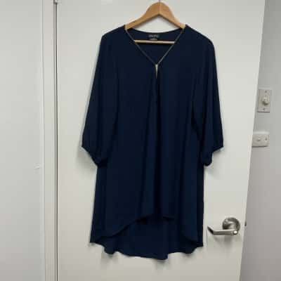 City Chic Womens Size XS Long Sleeve Top Navy Blue 