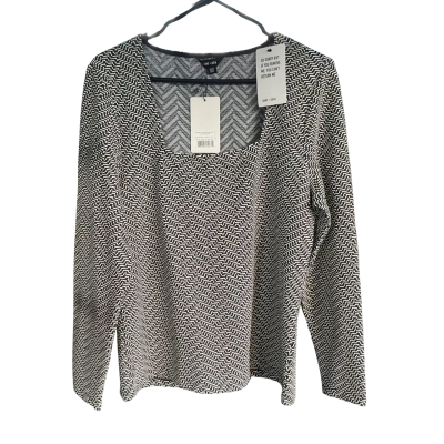  Womens Saint + Sophia Size 20 Long Sleeve Top Black  / Pattern / White 