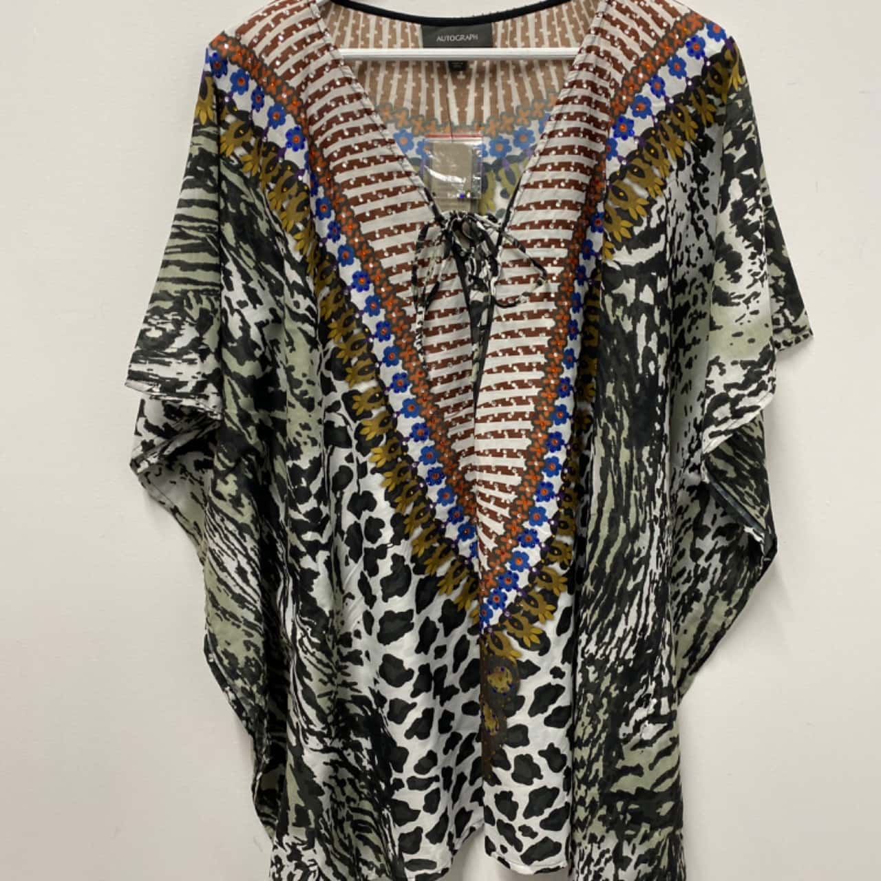 424 Teal Animal Print Long kaftan